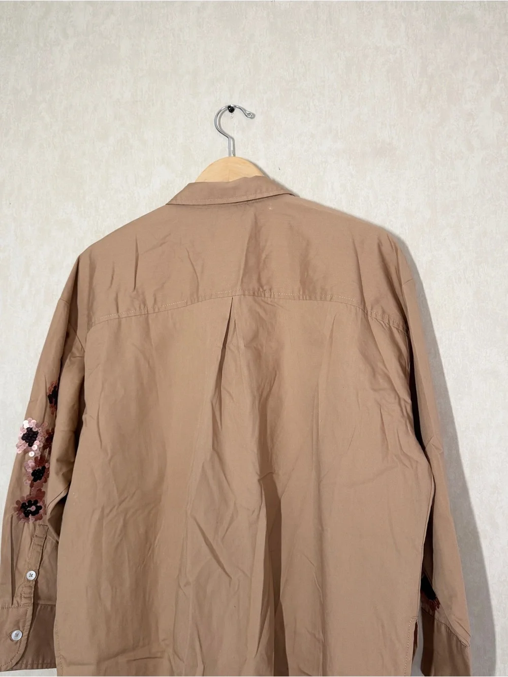 Maeve by Anthropologie The Bennet Buttondown Shirt Oversized Sequin Leopard LP
